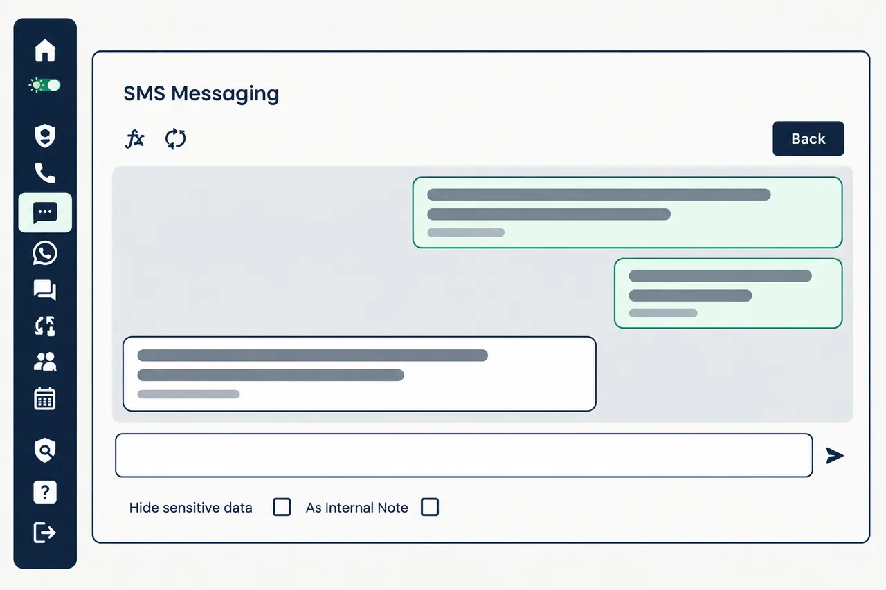 SMS Messaging ticket conversation with anonymized messages