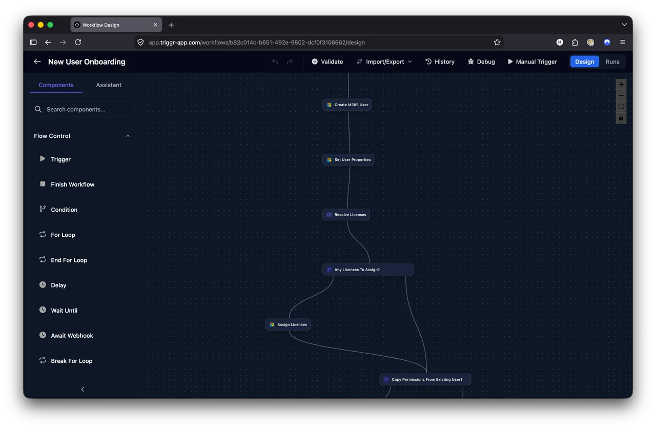 Triggr Studio: a custom workflow on the canvas