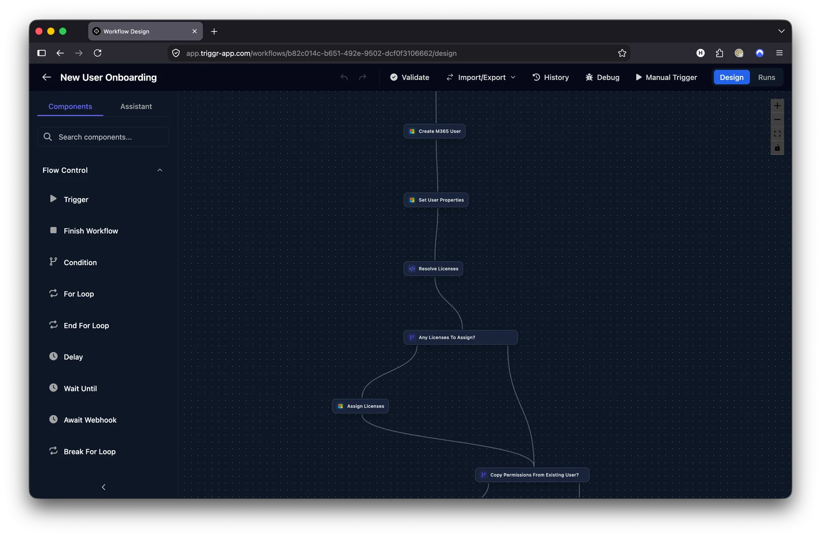 Triggr Studio: a custom workflow on the canvas