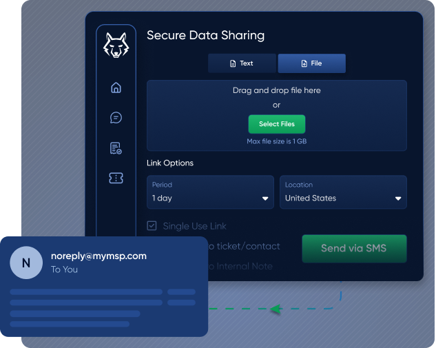 One Click Secure File Sharing One Click Secure File Sharing for MSPs and Helpdesks